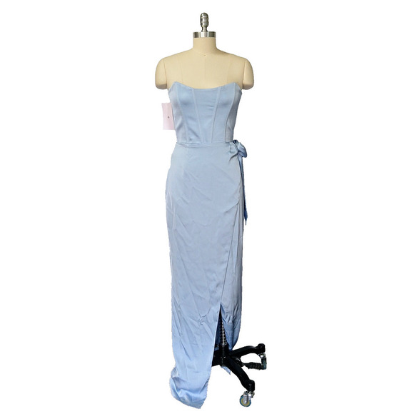 V. Chapman June Corset Wrap Tie Dress Size 4 NWT Kentucky Blue Strapless $415 - Picture 2 of 12